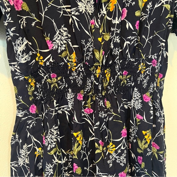 Vintage Karin Stevens Floral Short Sleeve Midi Dress Button Middle Puff Sleeve - Picture 4 of 14